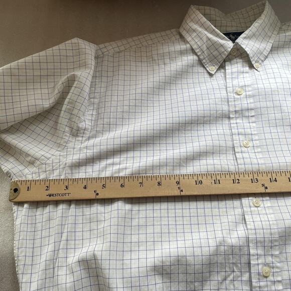 Y2K Ralph Lauren Shirt Men 16.5 34/35 White Check Yarmouth Button Down Pony Logo - Picture 5 of 12